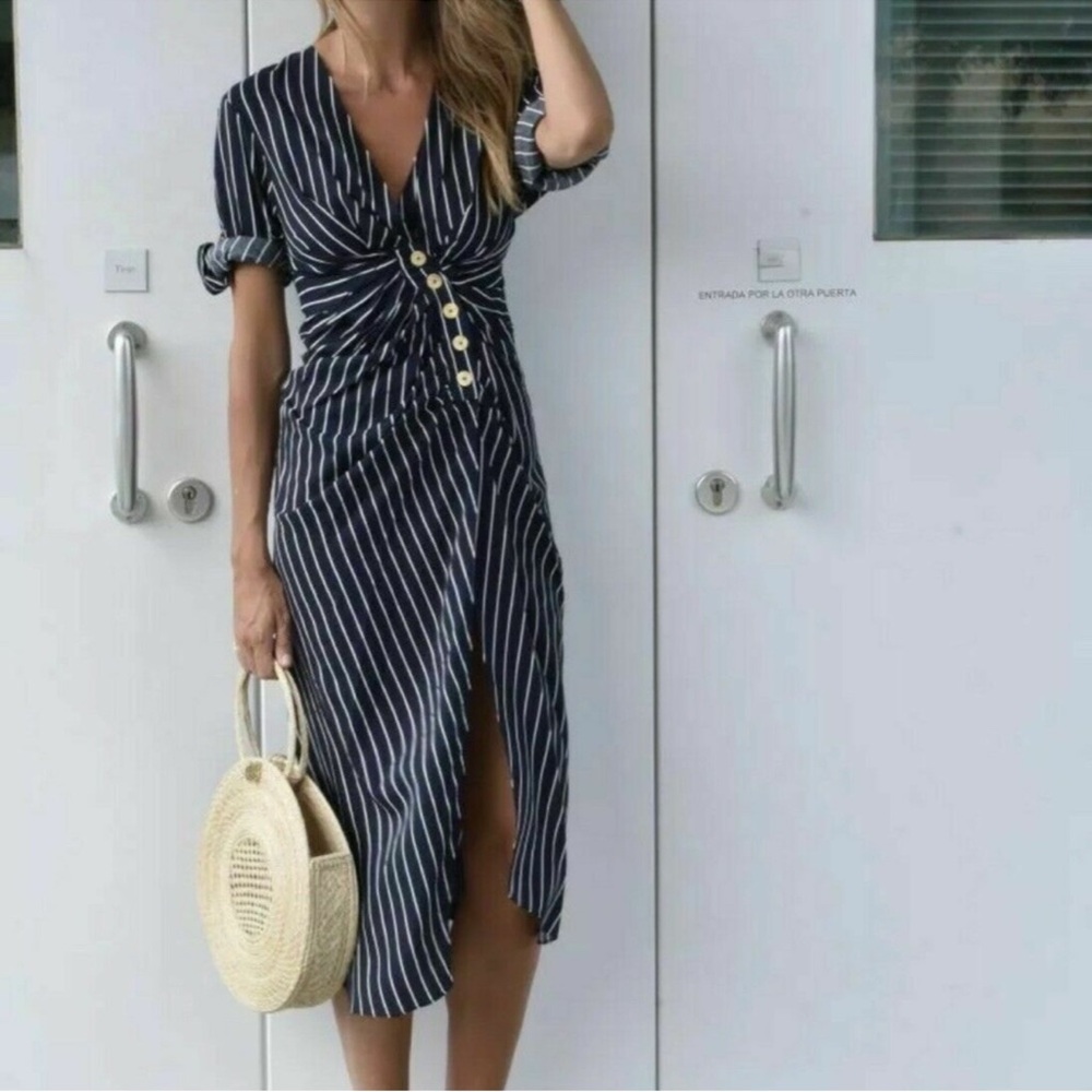 Zara Striped Tunic with Drape Effect - Picture 4 of 8